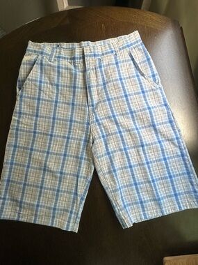 Polo Boys size 16 Light Blue Plaid Cotton Shorts